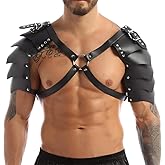 Men Medieval Leather Shoulder Armor Halloween Cosplay Knight Body Chest Harness Adjustable Viking Shoulder Pad