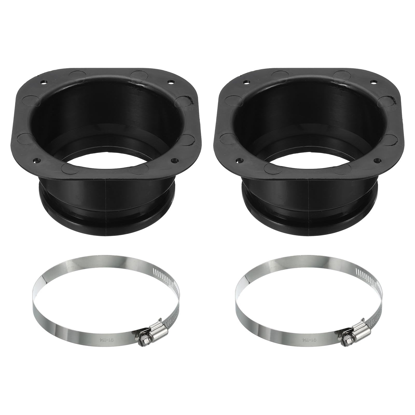 PATIKIL 4" Duct Connector Flange, 2 Pack Dryer Vent Wall Plate Square to Round Straight with Ducting Clamp for Air Heating Cooling Ventilation Exhaust Fan
