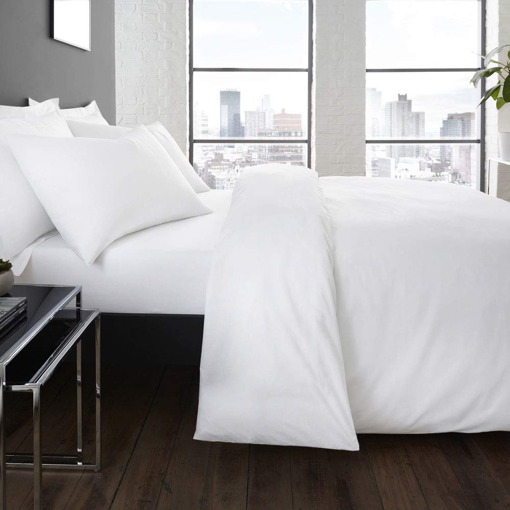 Serene Plain Dye Collection Easy Care Duvet Cover Set, White, Super King