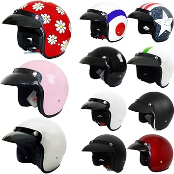 Leopard Leo 666 Fibreglass Light Weight Motorbike Motorcycle Open Face Helmet With Coolmax Lining Daisy L 59 60cm Amazon Co Uk Car Motorbike