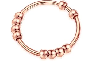 Ursilver Anxiety Ring for Women, S925 Sterling Silver Fidget Rings for Anxiety Spinner Ring Anxiety Ring with Beads Spinner Stress Relieving Ring for Women Men Jewelry