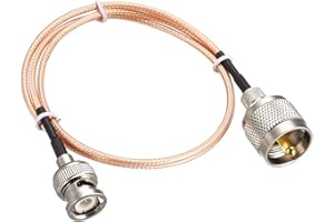 TA-VIGOR RG316 Coaxial Cable 3Ft, 50 Ohm UHF (PL259) Male to BNC Male Low Loss Coax Cable for HAM & CB Radio, Antenna Analyzer, Security CCTV Camera