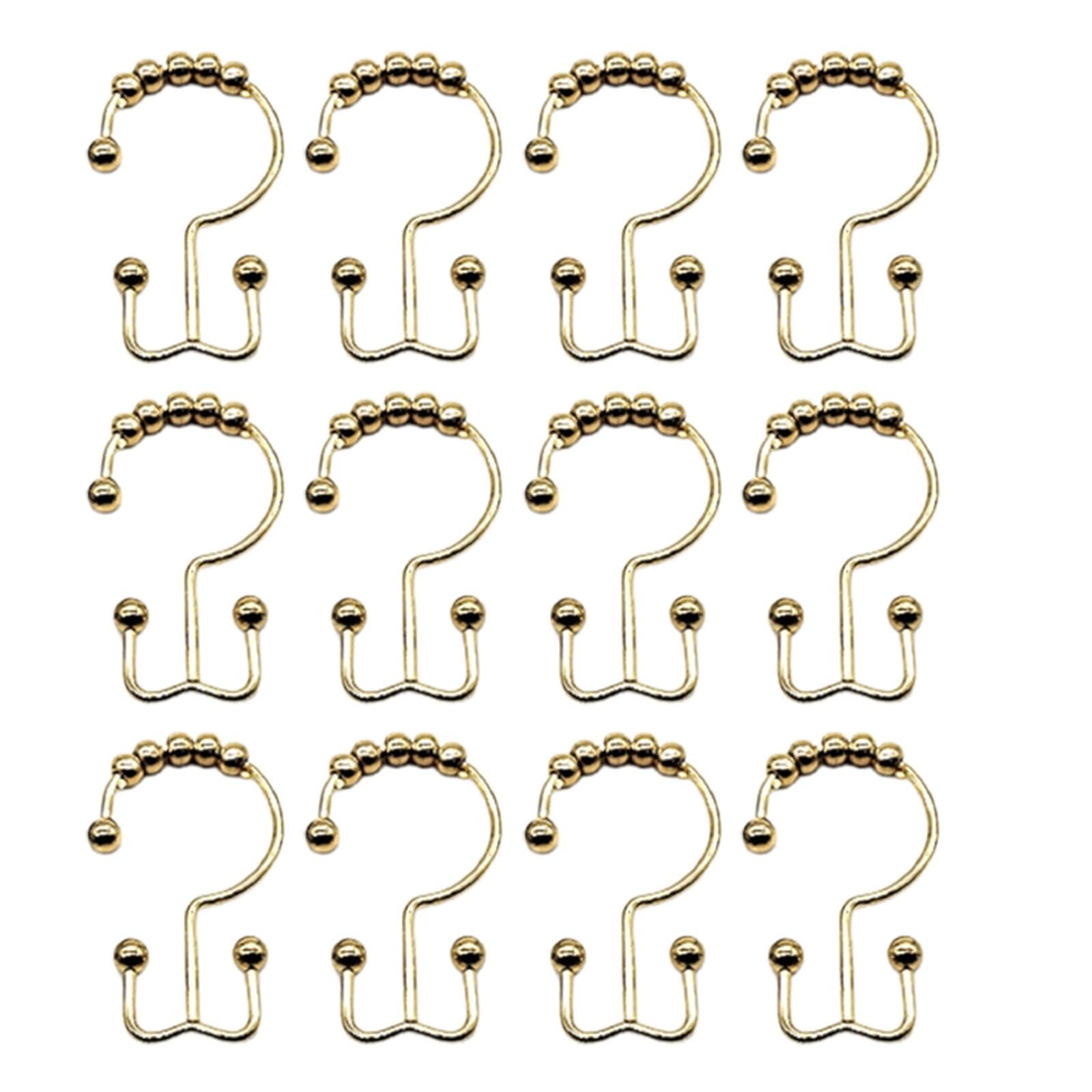Photo 1 of 2025 12 Pack Shower Curtain Hooks Rust-Resistant Metal Double Glide Rings - Heavy Duty Bathroom Accessories with Smooth Slide for Shower Rods, Towels & Home Decor (Gold)