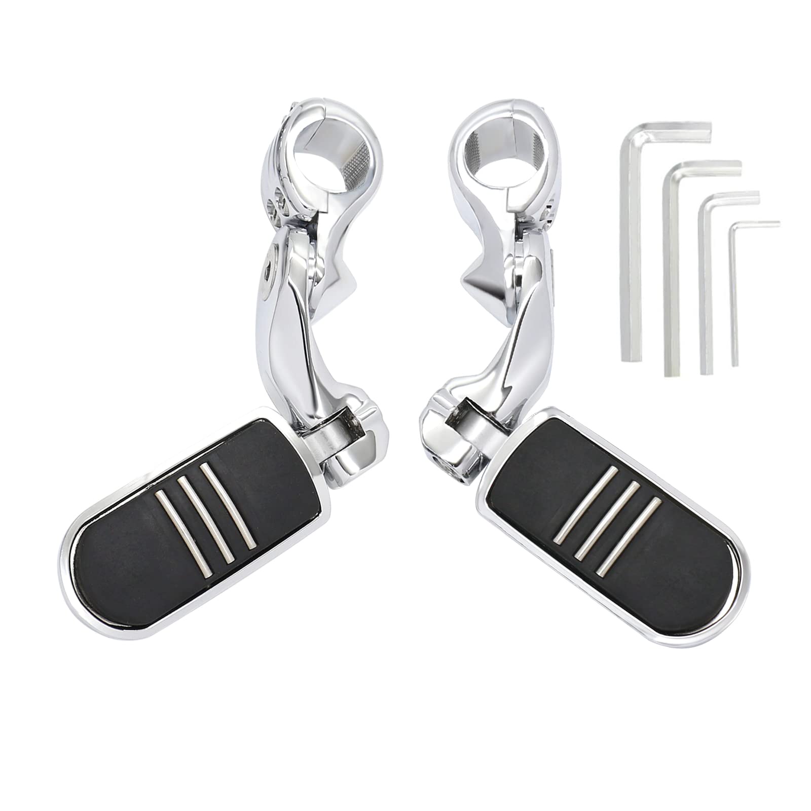 Photo 1 of [New Generation] Motorcycle Highway Pegs Foot Rest Fit for Harley Sportster Dyna Touring Street Glide Road Glide Road King Electra Glide with 1 1/4 inch Engine Guard (Chrome)