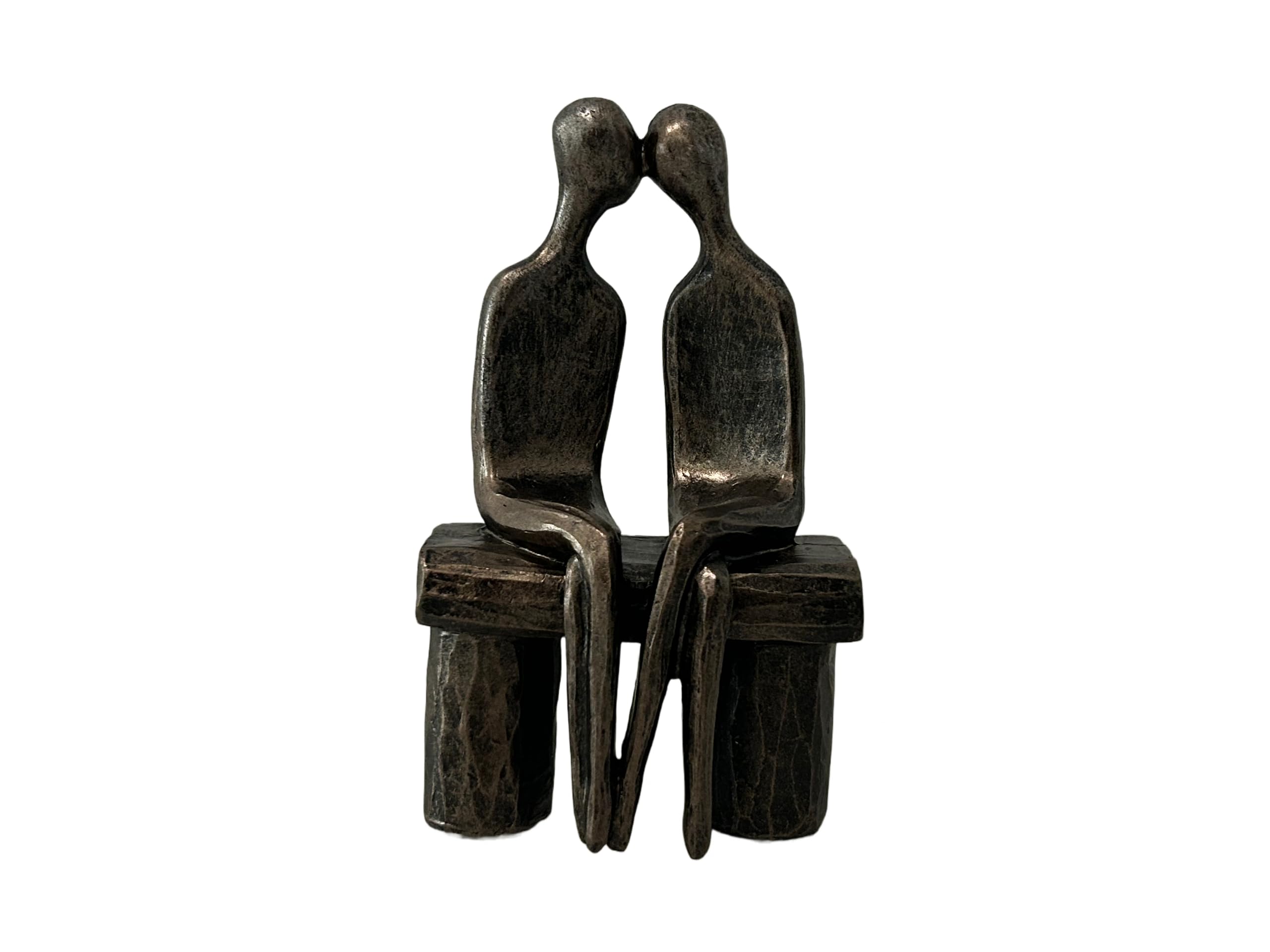 Haute Collage Affectionate Couple Sitting On a Bench Gender Neutral LGBTQ Sculpture Statue (Black)