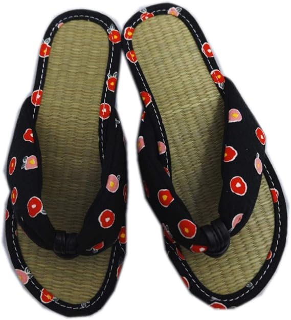 Amazon サンダル 草履 本畳 たたみ 子供用 キッズ 女の子 18 19 5 21 黒色地椿 浴衣 着物 浴衣 通販