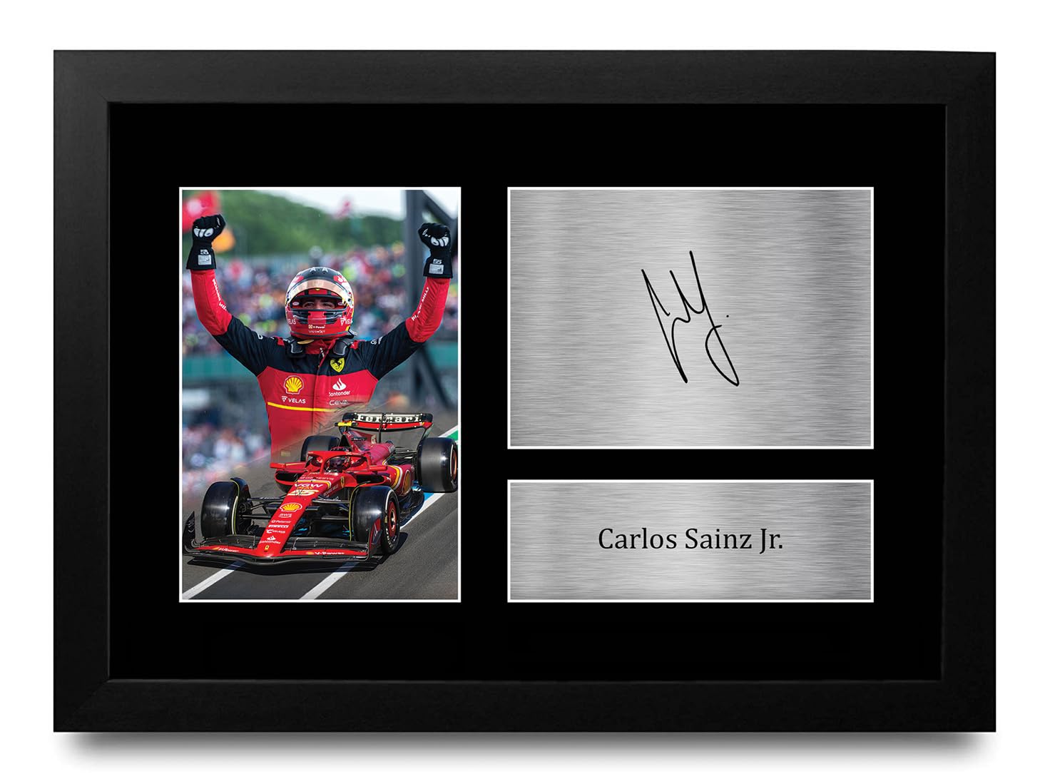 HWC Trading FR A4 Carlos Sainz Jr Ferrari Gifts Printed Signed Autograph Picture for F1 Formula 1 Racing Fans - A4 Framed