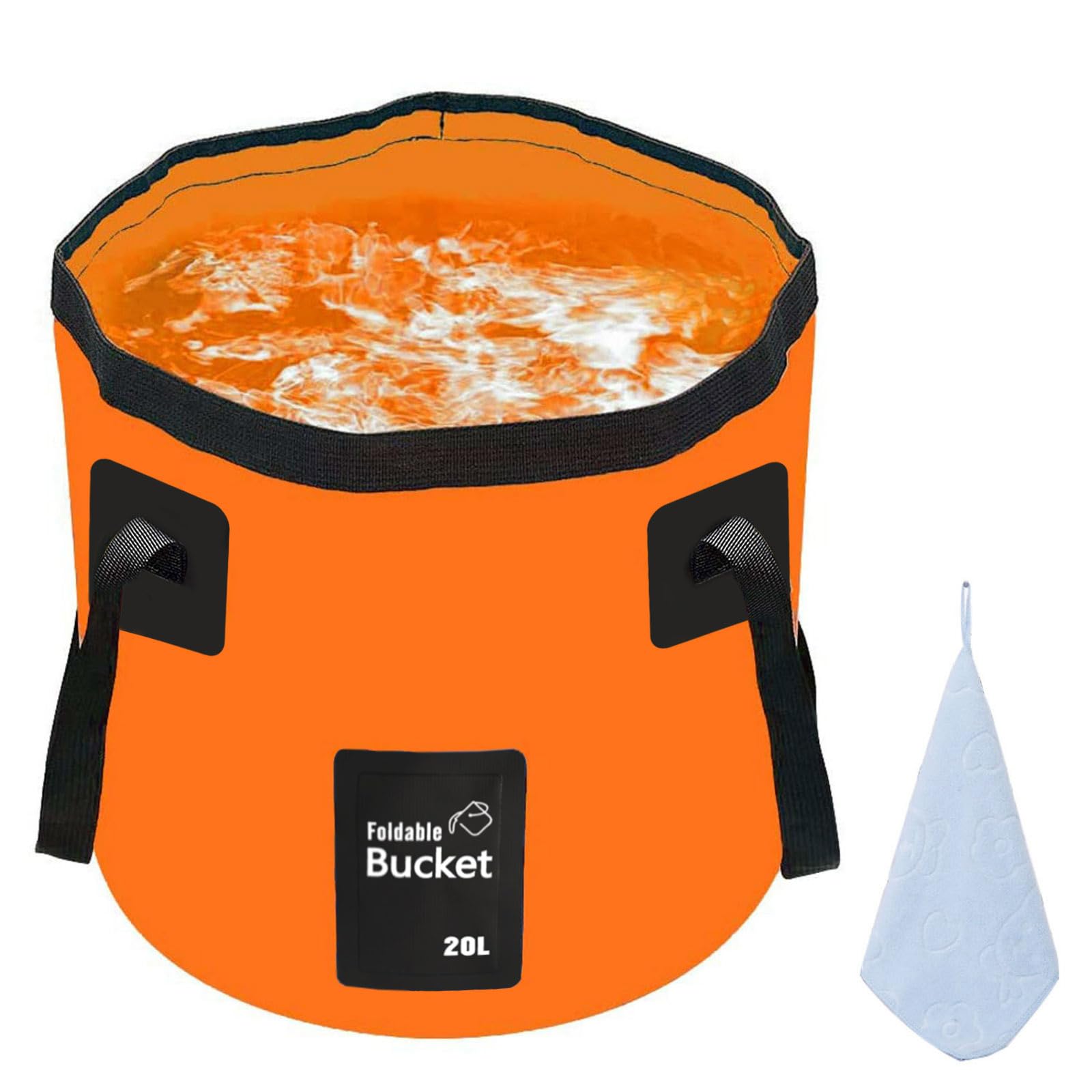 12L 20L Folding Water Bucket, Outdoor Sports Lightweight Portable Collapsible Bucket for Camping Traveling Picnic Hiking Fishing Boating Gardening Car Washing (20L, Orange)