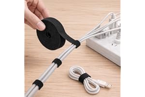 2 Roll 16.4ft Adjustable Cable Ties, Reusable Cable Management Hook and Loop Cord Organizer for Home Office Organization Data