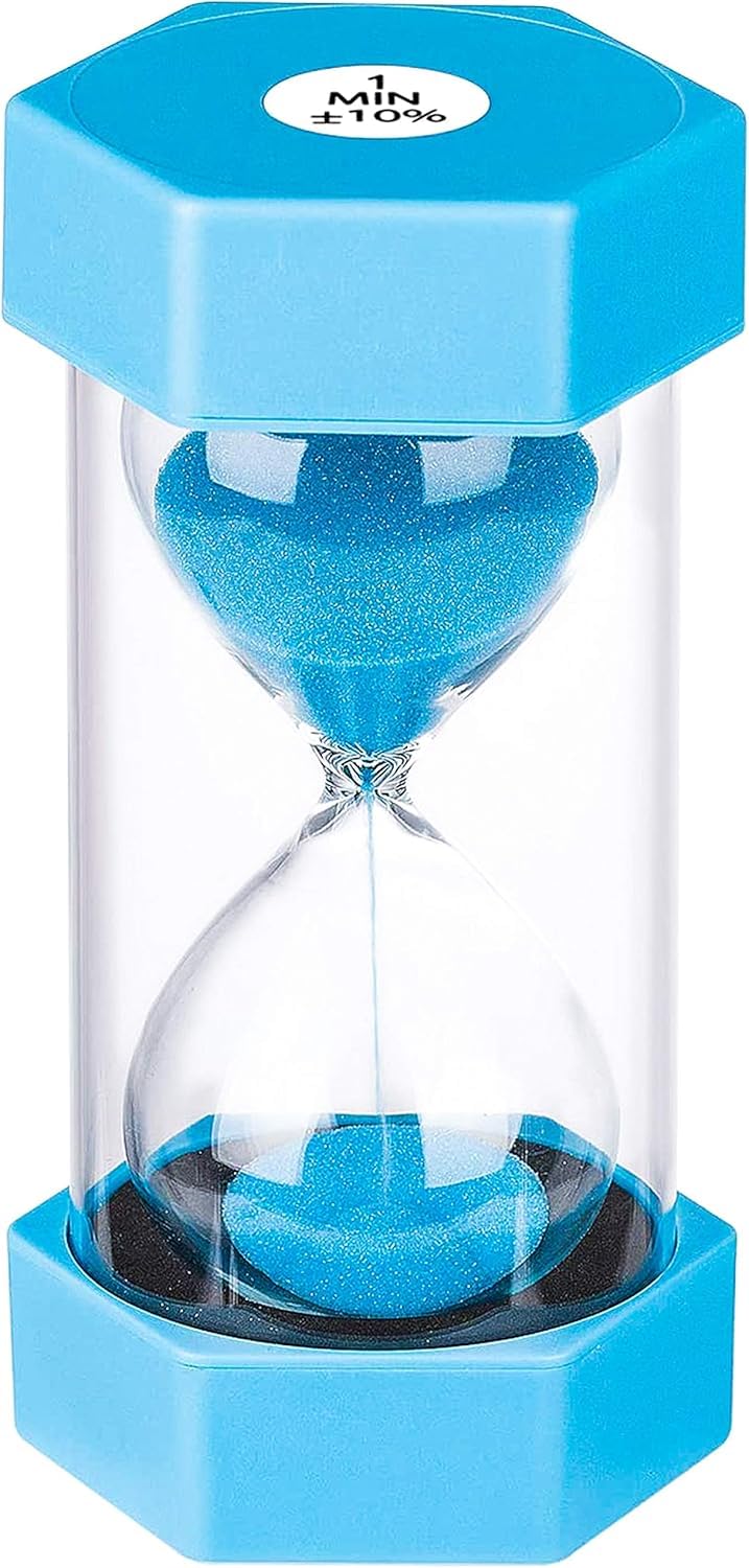 SuLiao Sand Timer 1 Minute Hourglass,Colorful Sand Watch 1 Min,Small Blue Sand Clock one Minute,Plastic Hour Glass Sandglass for Kids, Games, Classroom, Kitchen, Decoration