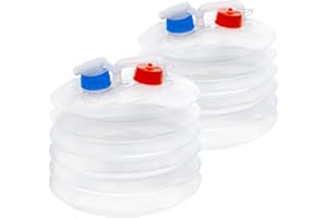 ITRAZ Collapsible Water Container, 2×1.3 Gallon BPA Free Camping Drinking Water Storage Jug Carrier with Spigot, for Hiking Backpacking Outdoors and Emergency, Foldable Portable Survival Canteen