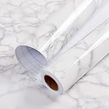 Hode Marble Sticky Back Plastic 40cm x 10m Granite White Grey Vinyl Wrap