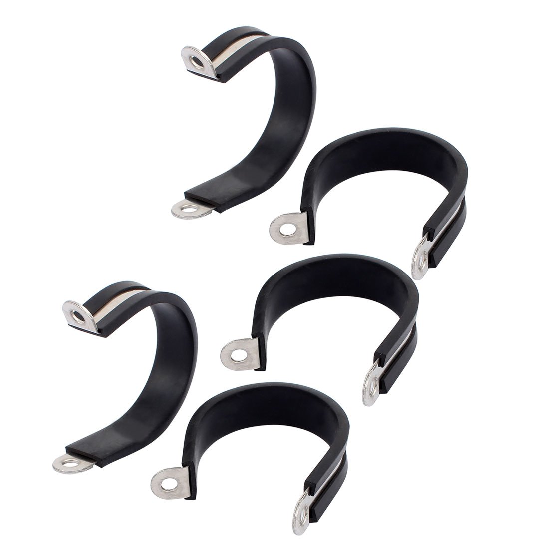 sourcingmap 5Pcs 45mm Dia Rubber Lined R Shaped Stainless Steel Pipe Clips Hose Tube Clamp