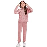 Stelle Girls Velour Tracksuits 2 Piece Sweatsuit Outfit Zip Up Hoodie and Jogger Sweatpants Athletic Clothing Sets