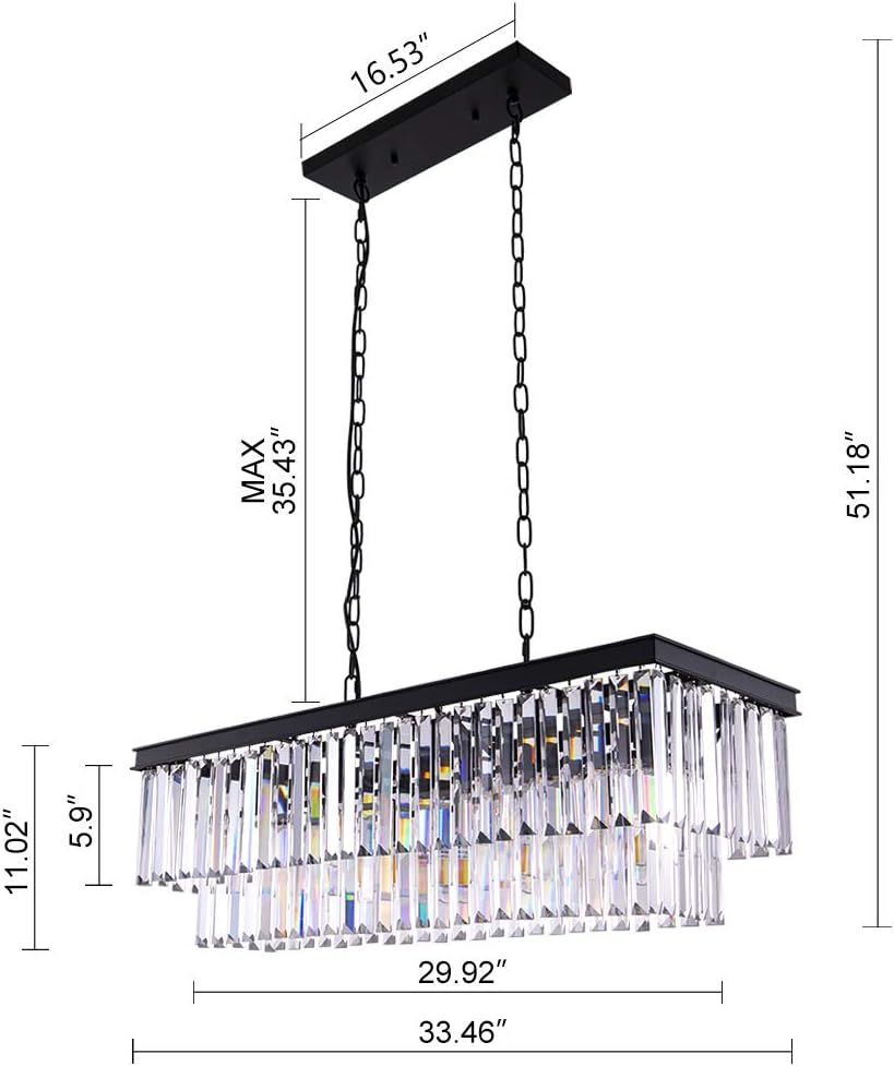 Wellmet 9-Light Crystal Chandelier 34.5 inch, Contemporary Modern Chandeliers Adjustable for Living Room Dining Room - Image 5
