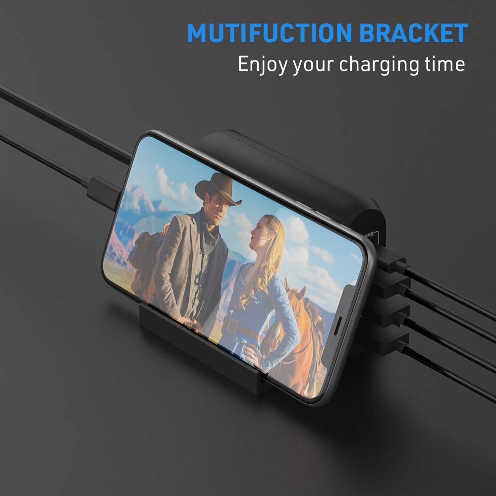 Key Power USB C Wall Charger, 66W Desktop Charging Station with One Type C Power Delivery Port for MacBook, HP Spectre,Dell XPS and 3-Port Quick Charge 3.0 Fast Charger for iPhone, Galaxy and More