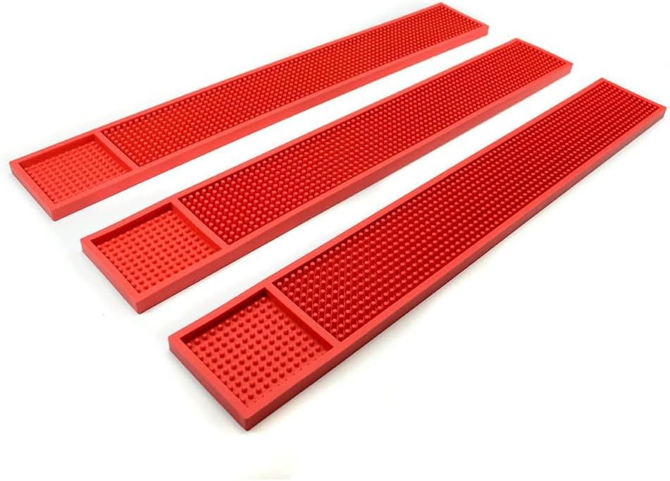 Rubber Bar Service Mat for Counter Top 24x3.5 inches (Red