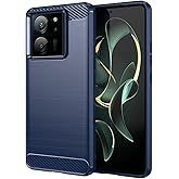 GTBDEKI Case for Xiaomi 13T/Xiaomi 13T Pro/Redmi K60 Ultra/Redmi K60 Extreme Edition Case, Carbon Fiber Shockproof Slim Silicone Rugged Soft TPU Back Phone Cover for Xiaomi 13T Blue