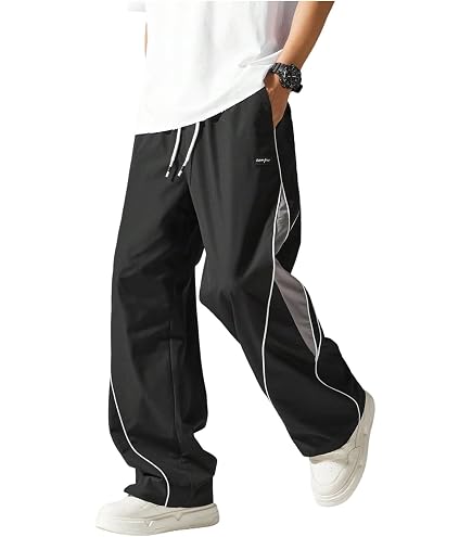 Amazon.com: SOLY HUX Men's Track Pants Baggy Parachute Sweatpants