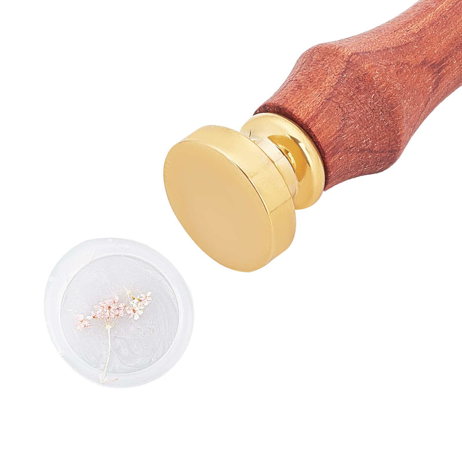 CRASPIRE Sealing Wax Stamp 20mm Round Blank Wax Seal Stamp Removable Brass Seal Head Pear Wooden Handle for Sealing Stamp Envelopes Halloween Witchcraft Gifts Cards Wedding Invitations