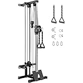 Wall Mount Cable Machine with 19 Positions Dual Pulley System, Attachments