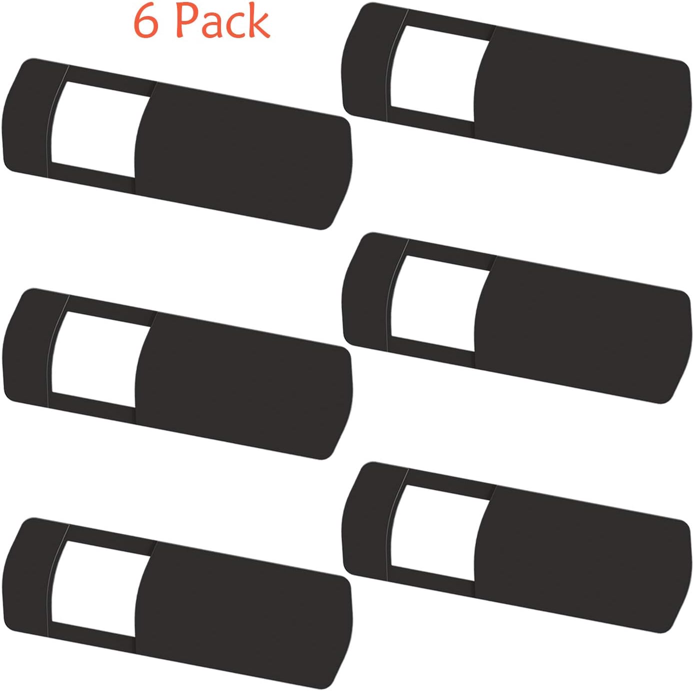 6 Pack Laptop Camera Cover Slide Sticker, Ultra-Thin Webcam Cover Slider Blocker for Laptop MacBook Pro Surface Tablet PC iPad AIO Desktop Computer iPad Echo Show Phones Protect Privacy - Black