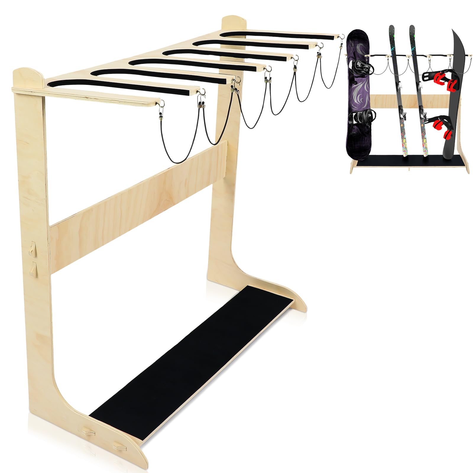 Photo 1 of Briwooody 6 Boards Freestanding Snowboard Rack Vertical Snowboard Stand Rack Skateboard Surfboard Rack Surfboard Storage Holder for Shortboard Longboard Display