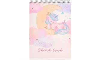 MEMX Sketch Book for Kids, 8”X11.5” 100 Pages(110gsm), Spiral Bound Artist Sketch Pad, Durable Acid Free Sketchbook for Painting, Sketching or Doodling, Best Gifts for Drawing Boys and Girls, White