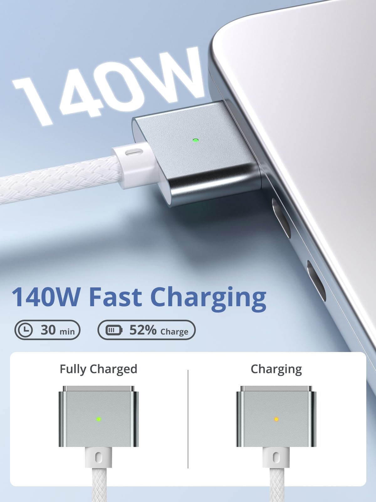 140W USB-C to Magnetic 3 Cable, Compatible with MacBook Pro 2021 M1 Pro & Max Chip 14
