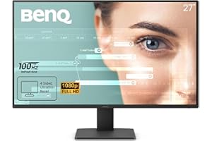 BenQ GW2791 27” 1080p FHD 100Hz IPS Eye-Care Monitor, HDMI, DisplayPort, 1080x1920, Ultra Slim Bezel, TUV-Certified, Flicker-Free, Low Blue Light Plus, Eye-CareU
