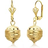 Gem Stone King 18K Gold Plated 1-1/4 Inch Dangle Drop Spheres Lever-Back Earrings For Women
