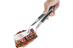 Extended Handle Spatula Tongs, 11.6 Inch Long Anti-Scald Stainless Steel Grill Clamp Spatula Food Flipping Cooking Serving To
