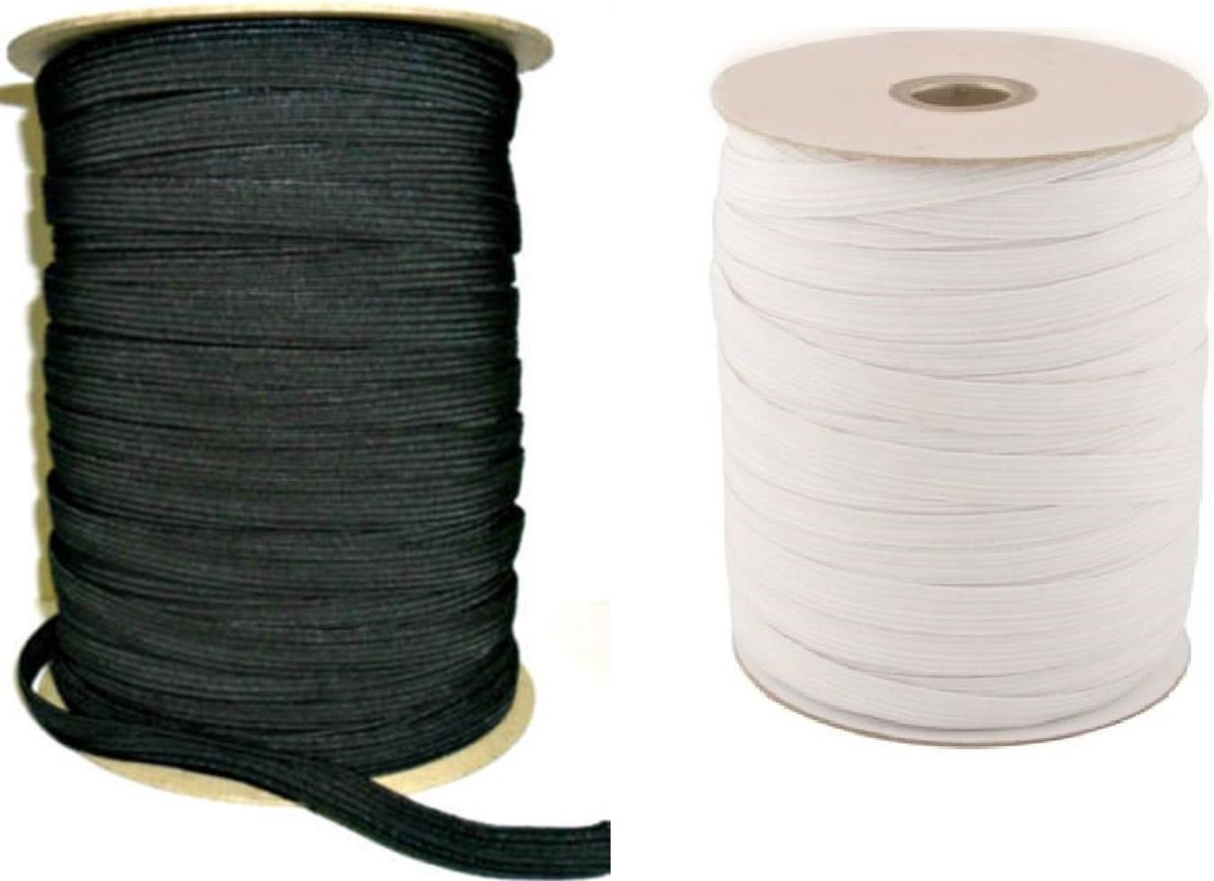 12mm White Black Flat Woven Elastic Band for Sewing, Knitting, Waistbands and Arts & Craft (White, 2 Metre)