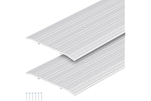Tandefio 2 Pcs 6 x 1/4 x 36 Inches Door Saddle Threshold for Doorway Interior Sturdy Aluminum Commercial Fluted Saddle Door Threshold Durable and Sleek Doorway Entryway Access Draft Protection, Silver