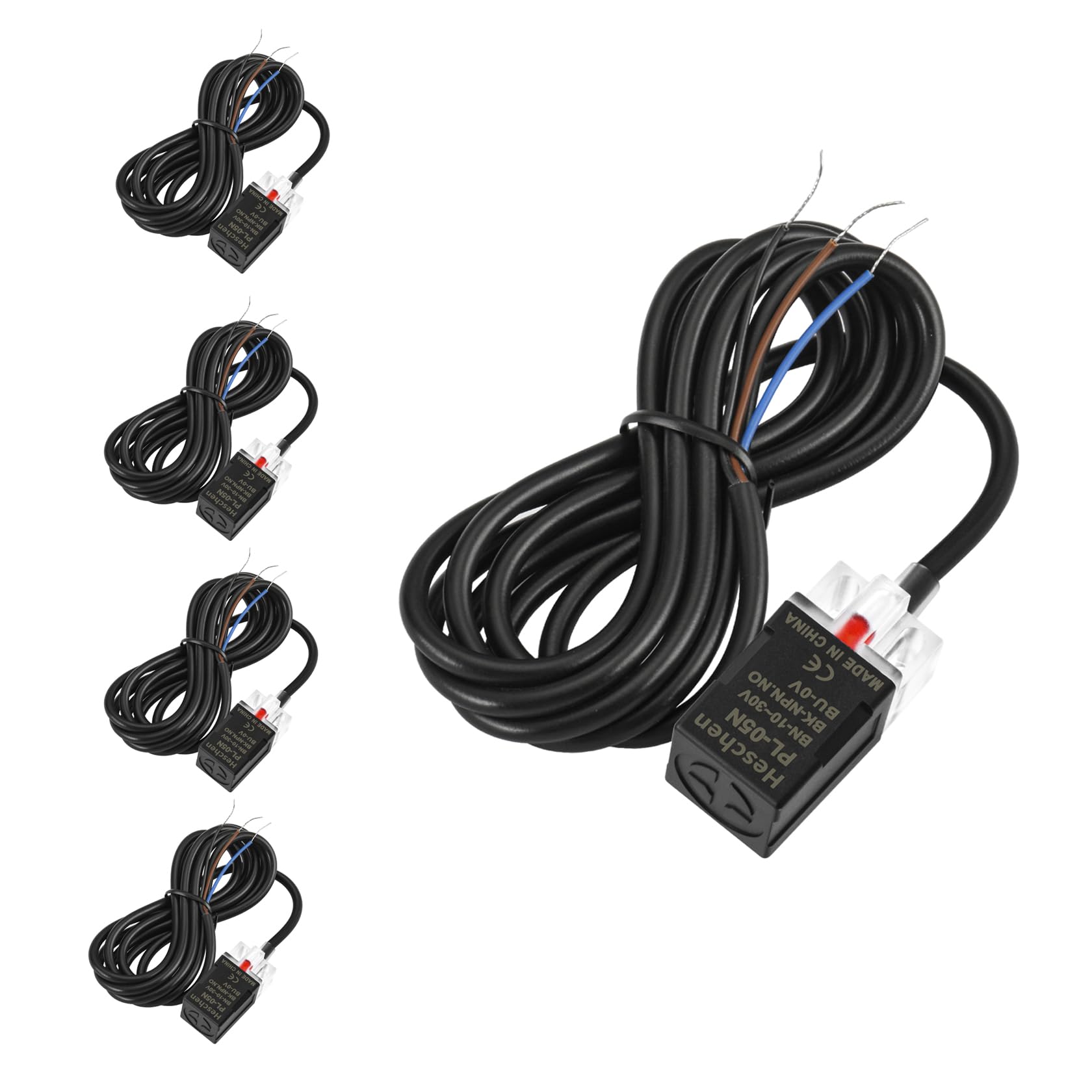 Heschen Inductive Proximity Switch, PL-05N, 10-30V 200mA, NPN NO, Sensor Distance 5mm, 5 PCS