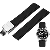 Niziruoup FKM Rubber Watch Bands Deployment Clasp Adjustable CTS Fluororubber 19mm 20mm 21mm 22mm Quick Release Soft Durable FKM Rubber Watch Strap Universal Replacement Band Strap for Men Women