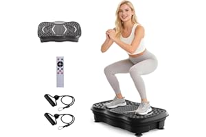HOPHORSE Vibration Plate Machine,180 Speeds Shake Plate for Lymphatic Drainage Weight Loss, Vibrating Fitness Platform 460LB Capacity Whole Body Workout with Bluetooth Home Exercise Gym Equipment for Women Men