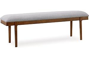 Signature Design by Ashley Lyncott 59" Upholstered Solid Wood Frame Dining Bench, Gray/Brown