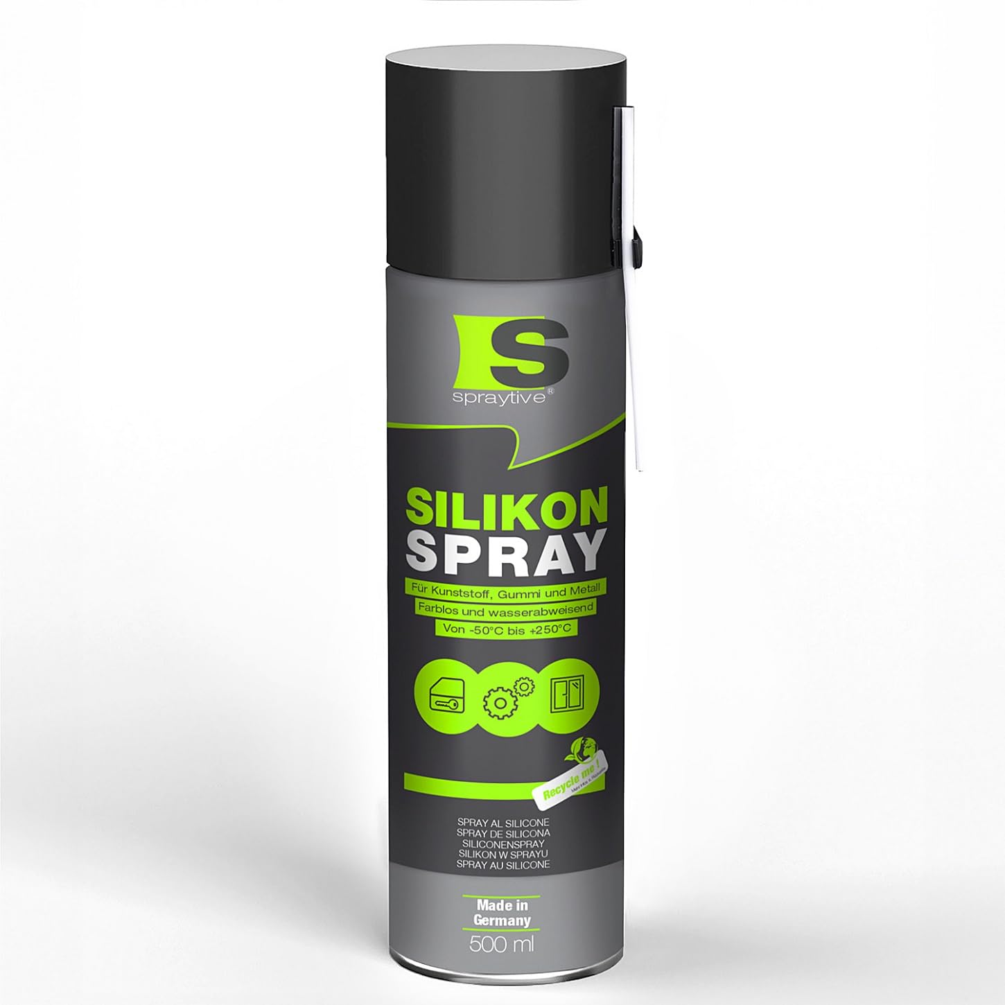 Spraytive 6 x 500ml Silikonspray - Schmiermittel & Gleitspray für Auto, Gummi, Kunststoff & Metall - Farblos, wasserabweisend, rückstandsfrei - von -50 °C bis +250 °C - Made in Germany 5