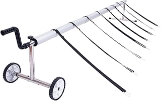 RELAX4LIFE Aufrollsystem aus Aluminium & Edelstahl, Pool Aufroller witterungsbeständig, Poolaufroller fahrbar, Aufrollvorrichtung für Solarfolie & Poolplane, Schwimmbadrolle 150-570 cm verstellbar