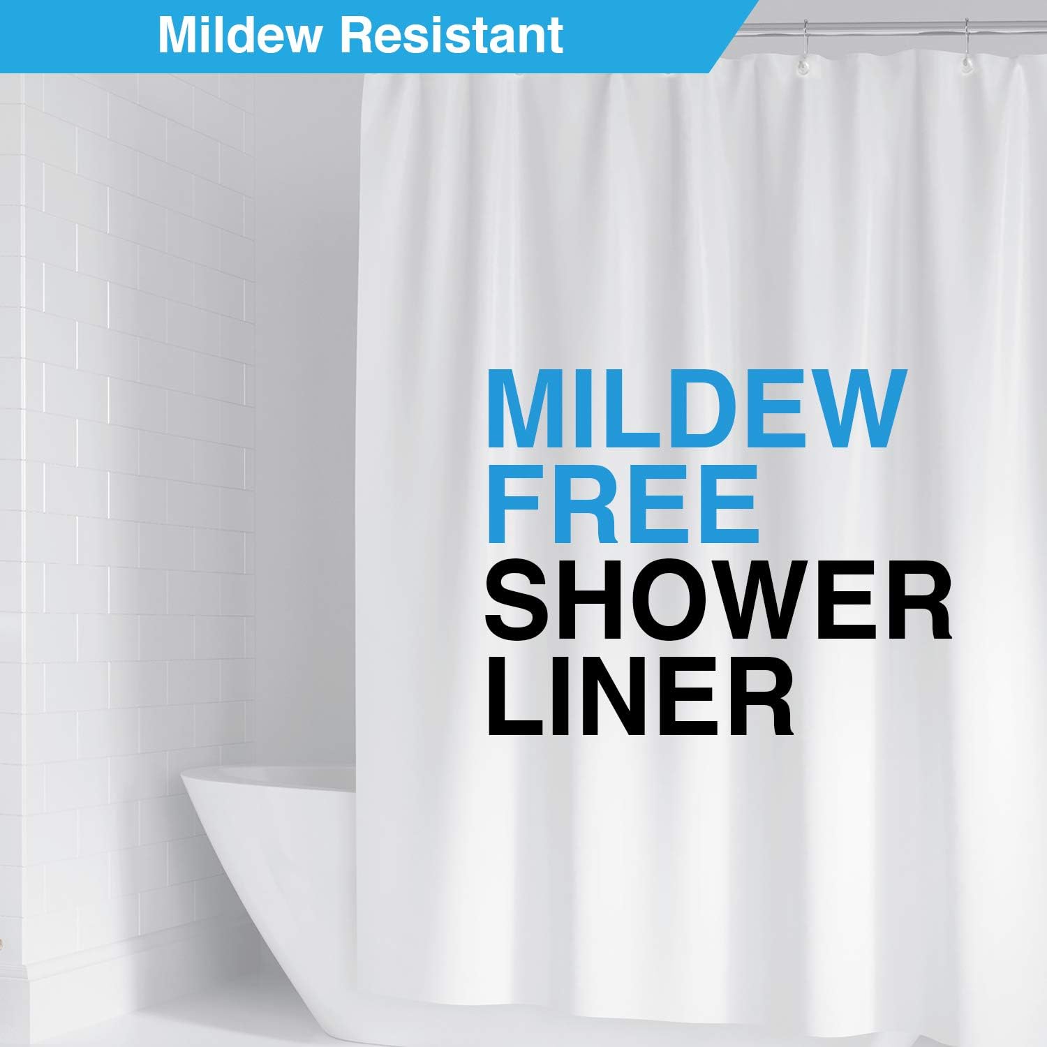 Mildew Resistant PEVA Shower Curtain Liner 72"x72" Clear 10G Thickness, Mildew Resistant and No Chemical Smell: Kitchen & Dining
