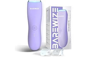 BAREWIZE Bikini Trimmer for Women, Pubic Hair Trimmer, Waterproof, USB-C Rechargeable, LED Light, Replaceable Blade, Electric Razors for Women, Electric Lady Shaver (Amethyst Purple)