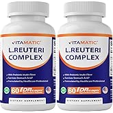 Vitamatic Lactobacillus Reuteri Complex – 22 Billion CFU per Delayed Release Capsule – 60 Capsules – Digestive & Gut Health Support – with Prebiotic Inulin Fiber - 2 Pack