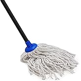 Indoor Mop for Floor Cleaning - Cotton Mops for Floor Cleaning, Regular Mop for Floors, 49-inch Simple Mops for Cleaning Living Rooms, Bathrooms, and Kitchens. (Dark Blue)