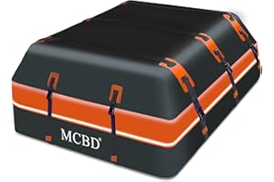 MCBD Rooftop Cargo Carrier, 26 Cubic Feet Soft-Shell Waterproof Car Roof Luggage Bag for All Vehicles SUV with/without Rails, includes 8 Reinforced Straps 6 Door Hooks Suitable,Storage Bag,Anti-Slip Mat
