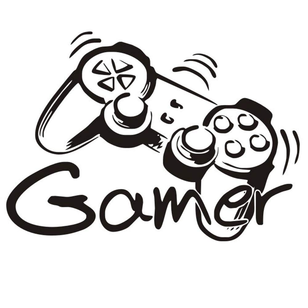 Controller Letter Gamer Wall Sticker, Vinyl Removable Game Wall Decals for Boys Room Home Playroom Bedroom Walls Background Decoration 16.4''L x 11.7''H