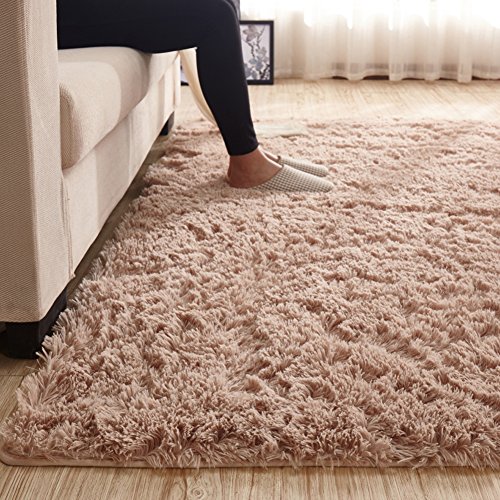 3.5 CM Height Solid Color Large Fluffy Shaggy Area Rug Anti-Skid Carpet, Ultra Soft Easy Care Rug fo