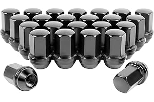 SKCOAUTO Set of 24, M14x1.5 Wheel Lug Nuts Black 1.77’’ Tall 7/8’’ Hex 60° Cone Seat Compatible with Silverado Tahoe Suburban Colorado OEM Factory Wheels Lug Nuts