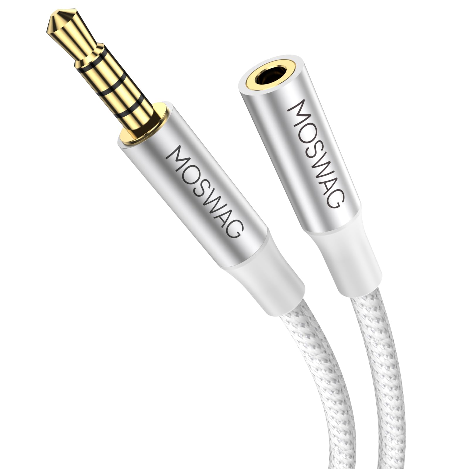 MOWSAG 6.6FT/2Meter Long 3.5mm Extension TRRS 4-Pole Headphone Cable Male to Female Audio Cable Nylon Braided Compatible for Home/Car Stereos Smartphones Headphones Tablets Media Players and More