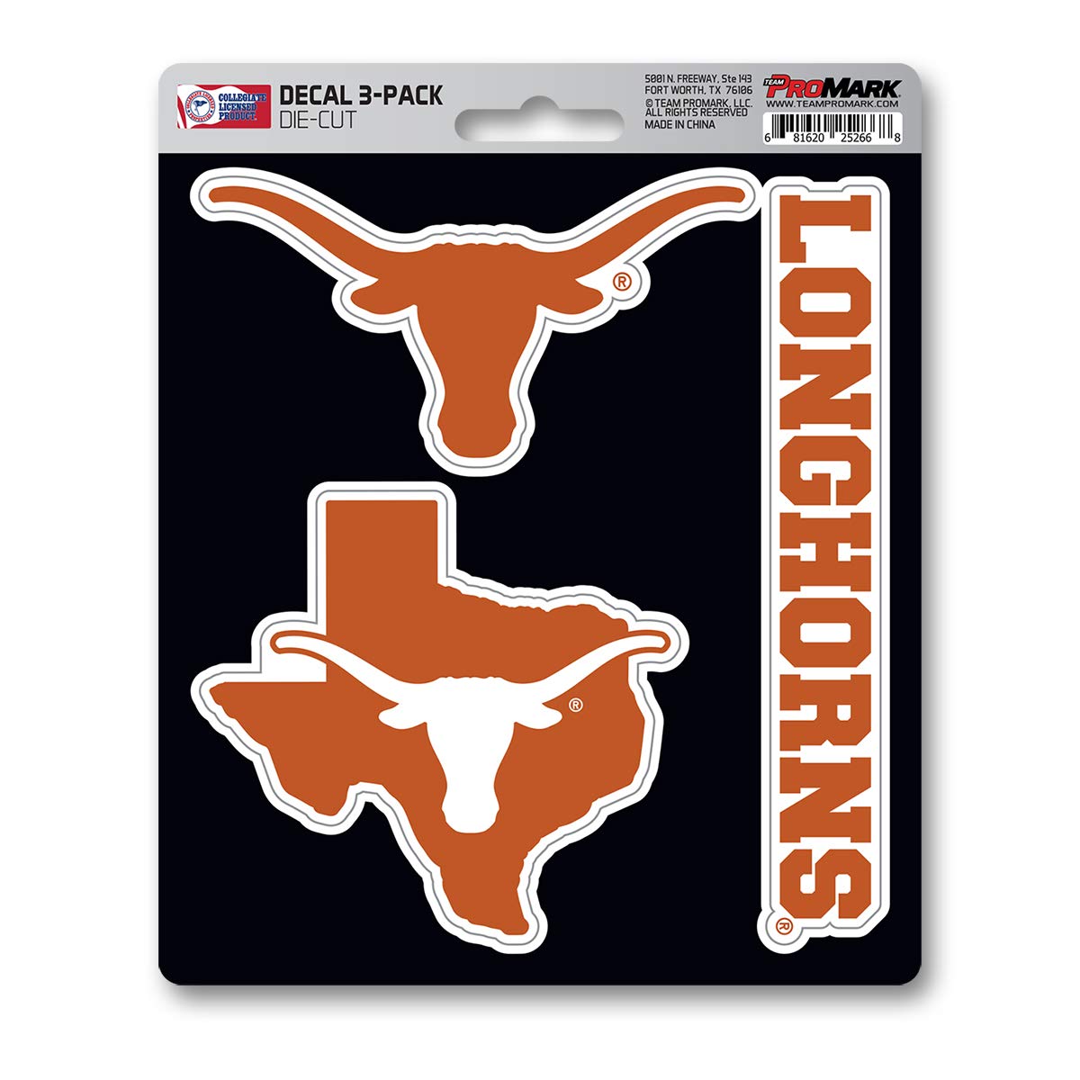 Photo 1 of FANMATS NCAA University of Texas 3 Piece Decal Set, One Size, Burnt Orange (61058)